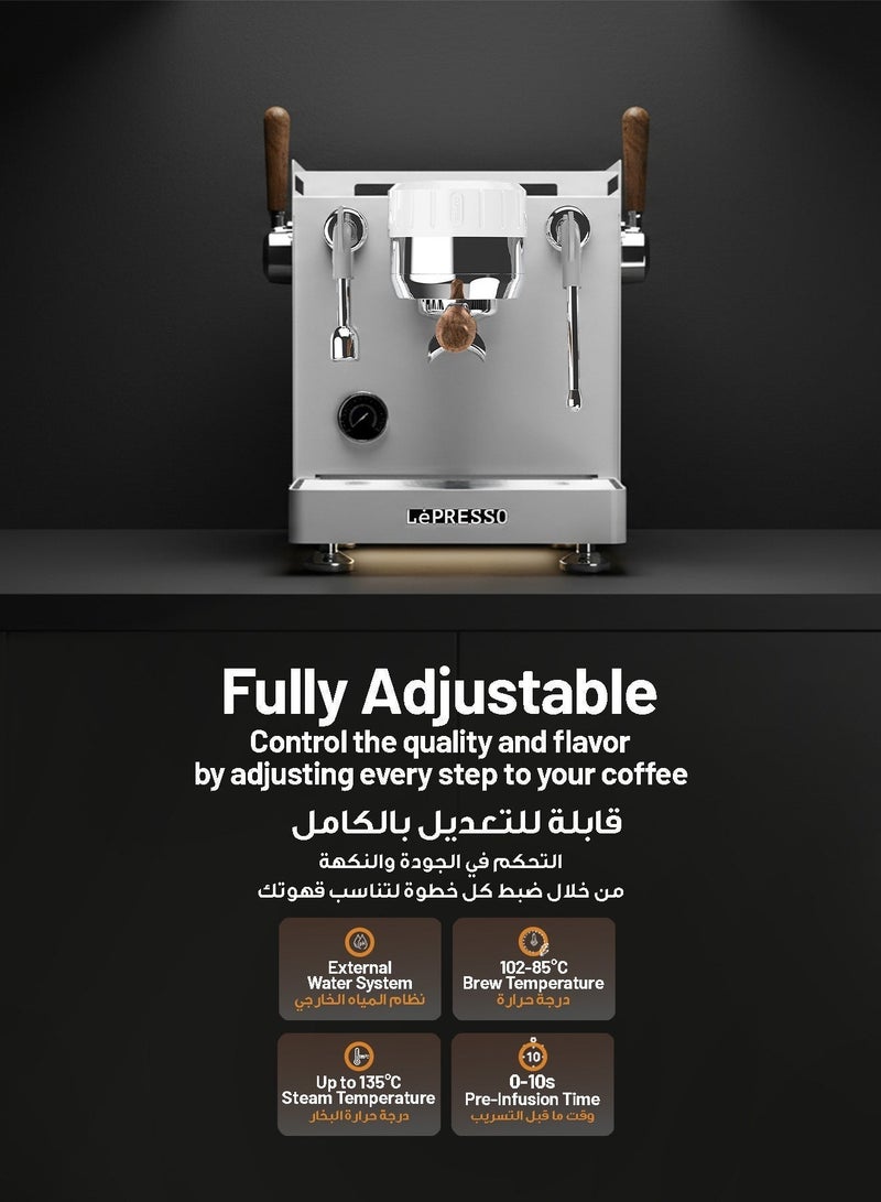 LePRESSO Bellissimo Commercial Coffee Machine with Dual Italian Pump, Triple Boiler with Hot Water & Steam Wand Cappuccino Maker, 15Bar Espresso Machine with High Pressure Extraction Coffee Maker, Touch Control Panel Espresso Machine for Home/Office/Cafe - White - Image 4